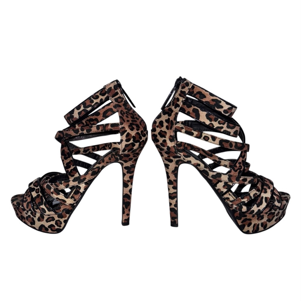 SHIEKH GAZE-114 5.5 HI HEEL COLOR CAMEL LEOPARD VELVET